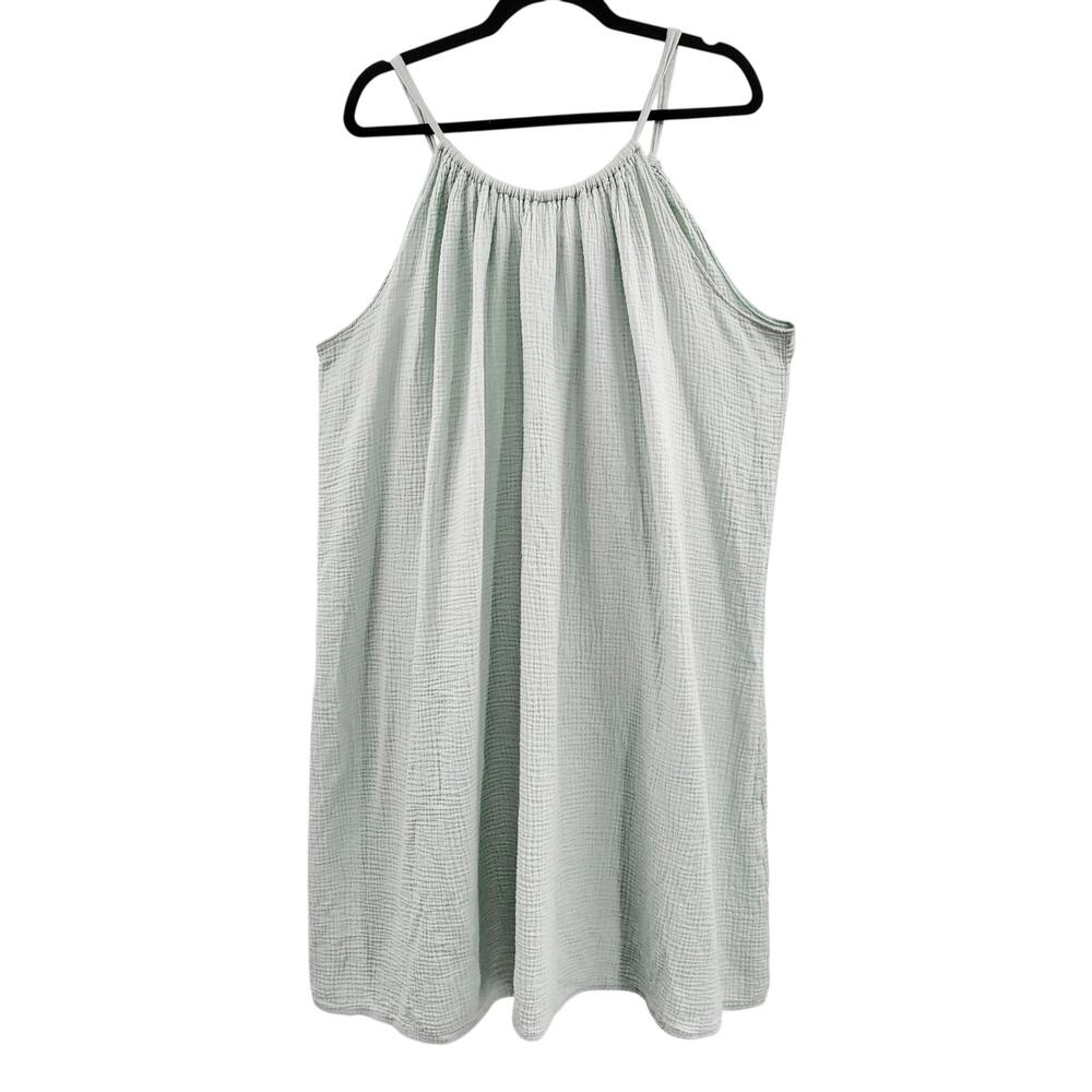 Kona Sol Pastel Green Keyhole Back Cotton Gauze Cover-Up Sundress Plus Sz 1X/2X